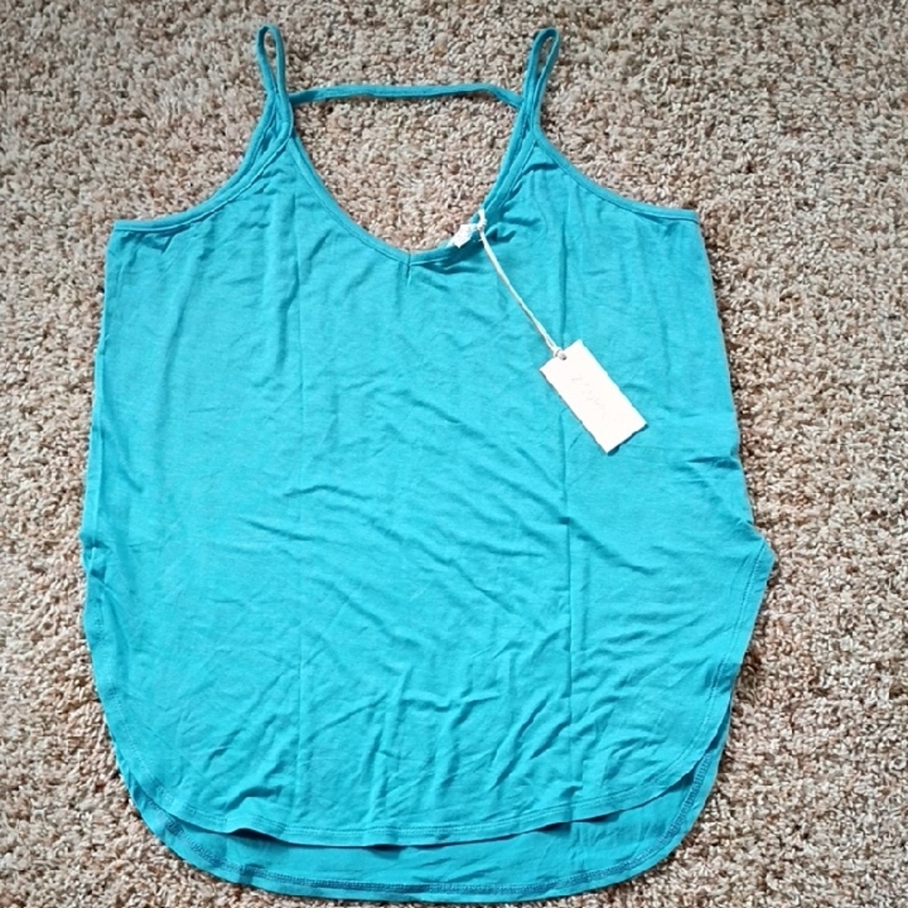 Z Supply Teal V-Neck Spaghetti Strap Tank